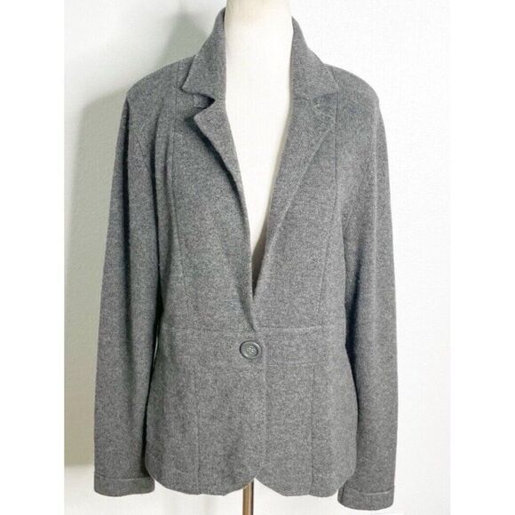 NWT Neiman Marcus CASHMERE  GRAY‎ BLAZER JACKET CARDIGAN SIZE XL Olivia Pope - Picture 1 of 5